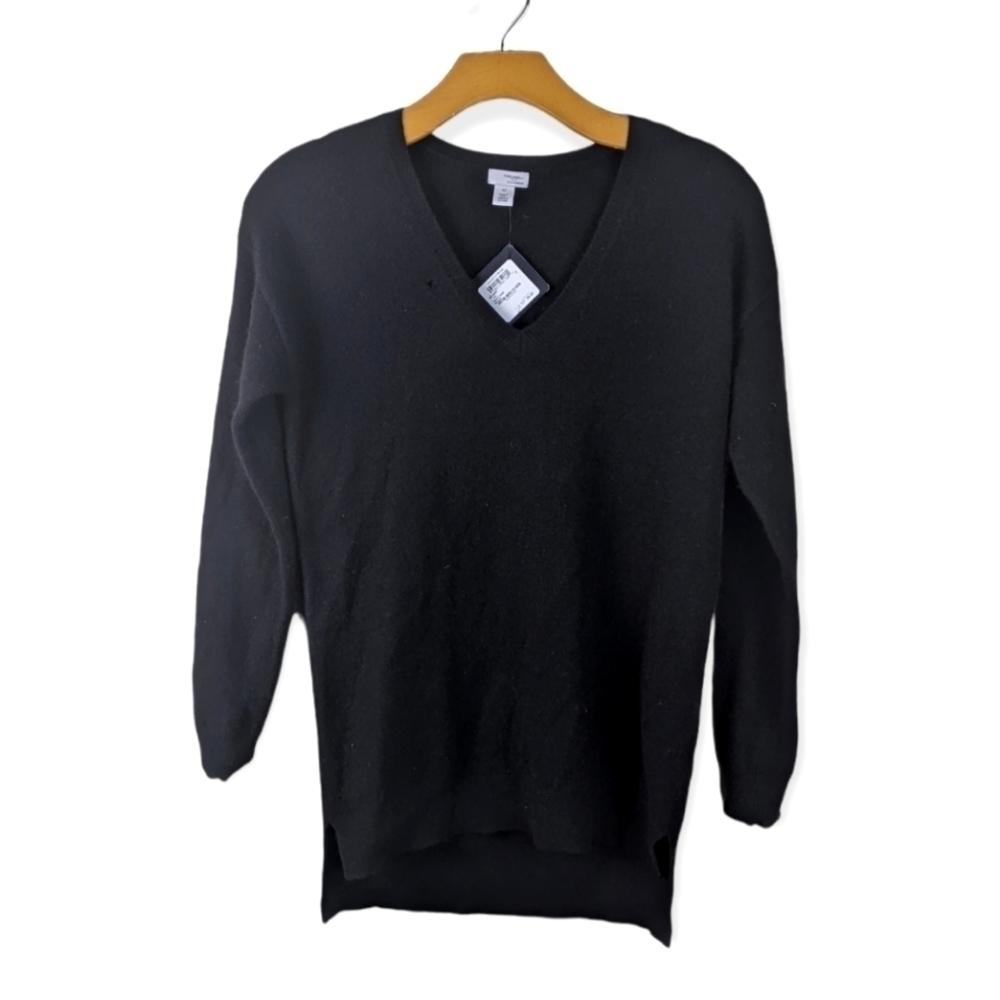 NWT Halogen Black Cashmere V Neck Sweater XS